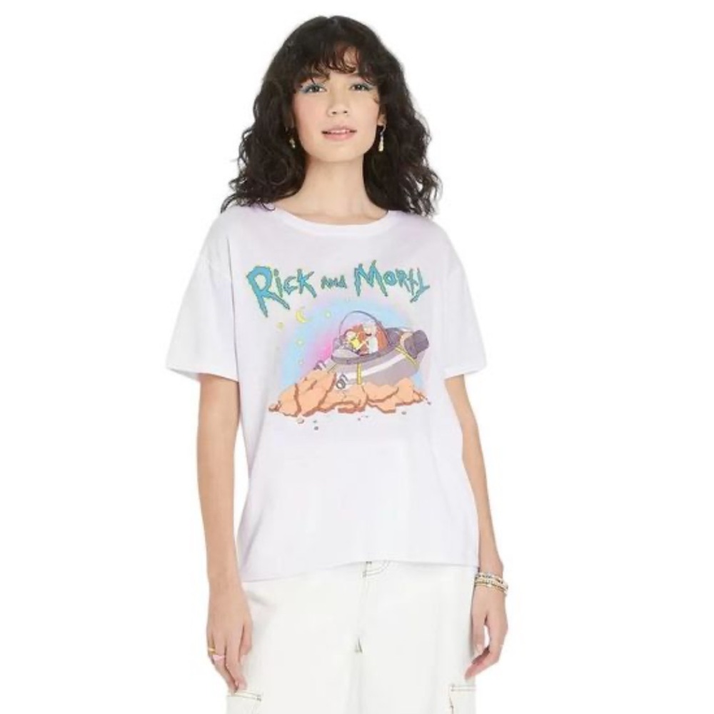 Adult Swim White Rick and Morty Space Ship Women's Short Sleeve Tee XL